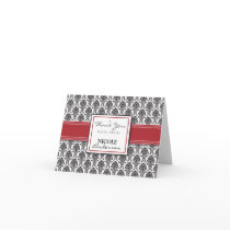 Damask Pattern Custom Thank You Card (red)