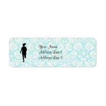 Damask Pattern; Girl Running Custom Return Address Labels