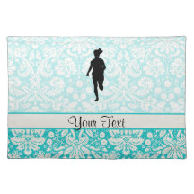 Damask Pattern; Girl Running Place Mats