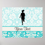 Damask Pattern; Girl Running Posters