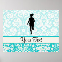 Damask Pattern; Girl Running Posters