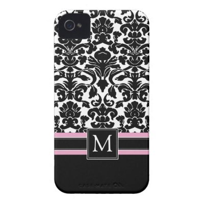 Damask Pattern with Monogram Iphone 4 Case-mate Case