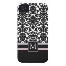 Damask Pattern with Monogram iPhone 4 Case-Mate Case