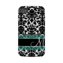 Damask Pattern with Monogram Iphone 4 Tough Cover