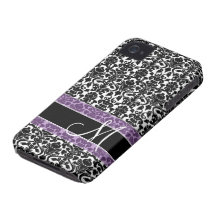 Damask Pattern with Monogram Case-Mate iPhone 4 Cases
