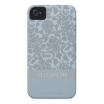 Damask Pattern with Monogram iPhone 4 Cases