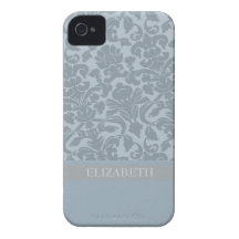 Damask Pattern with Monogram iPhone 4 Cases