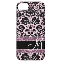 Damask Pattern with Monogram iPhone 5 Cases