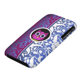 damask pattern with owl iphone 3 case