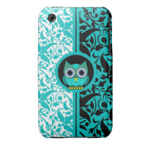 damask pattern with owl iPhone 3 case