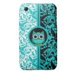 damask pattern with owl iPhone 3 case