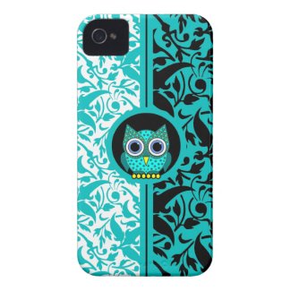 damask pattern with owl iPhone 4/4S case Iphone 4 Cases