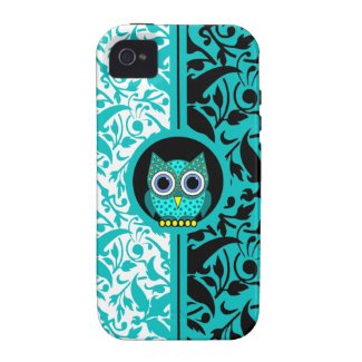 damask pattern with owl iPhone 4 case