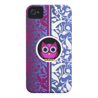 damask pattern with owl iphone 4 tough cases
