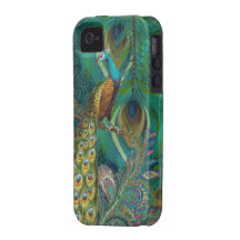 Damask Peacock & Feather You Choose Color Vibe iPhone 4 Cases