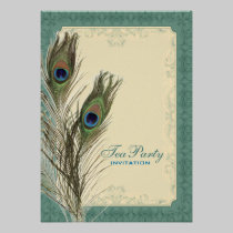 damask peacock wedding Bridal Shower Tea Party invitations