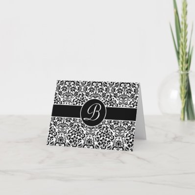 Damask Personalized Card with Monogram