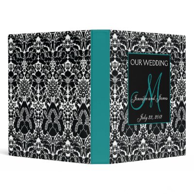 Wedding Planner School on Damask Personalized Wedding Planner Teal Initial Binders From Zazzle