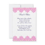 Damask pink and Orange Wedding Reception Cards Personalized Invitations