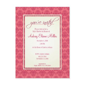 Damask Pink Baby Shower Invitation postcard