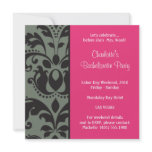 damask pink; bachelorette invite