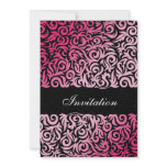 damask pink chic  wedding Invitations