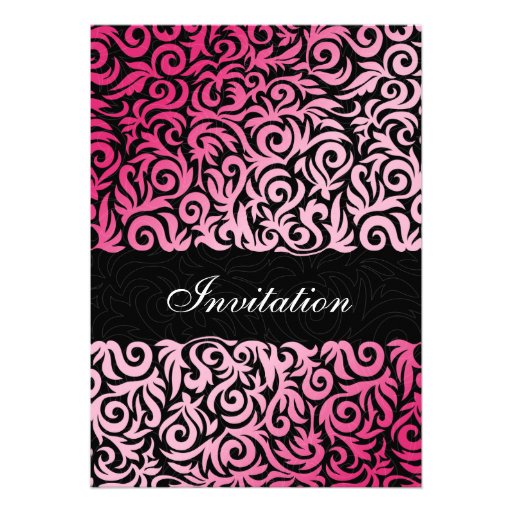 damask pink chic  wedding Invitations