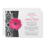 Damask Pink Gerbera Daisy Recipe Bridal Shower Invitations