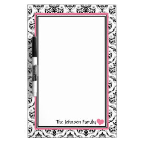 Damask Pink Personalized Dry-Erase Board