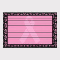 Damask Pink Ribbon Lined stationery