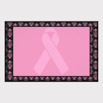 Damask Pink Ribbon Unlined stationery