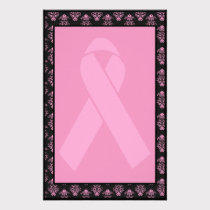 Damask Pink Ribbon Unlined stationery
