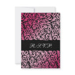damask pink RSVP Standard 3.5 x 5 Announcement