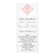 damask pink Wedding program Full Color Rack Card