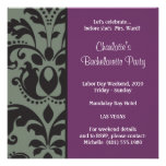 damask purple; bachelorette invitations