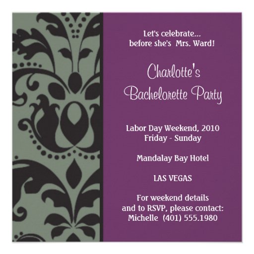 damask purple; bachelorette announcement