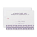 Damask Purple Berry Simplicity Wedding Reply Invitation