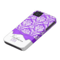 Damask Purple Bow iPhone 4 Case
