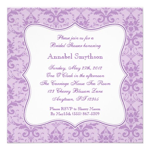 Damask Purple Elegance Invitation (front side)