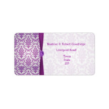Damask purple, gemstone picture Wedding Avery Custom Address Label