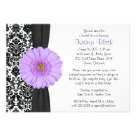 Damask Purple Gerbera Daisy Recipe Bridal Shower Invite