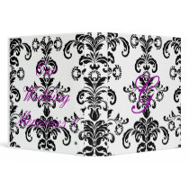 Damask purple initial Binder