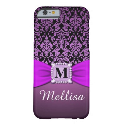 Damask Purple Monogram & Name Barely There iPhone 6 Case