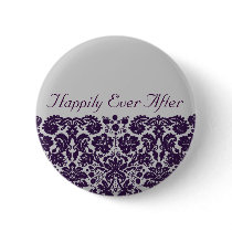 Damask Purple Wedding buttons