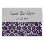 Damask Purple Wedding Card