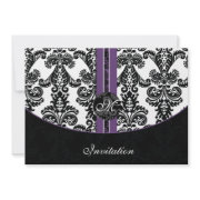 damask purple wedding invitation invitation