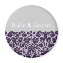 Damask Purple Wedding Refrigerator Magnet