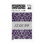 Damask Purple Wedding Stamps