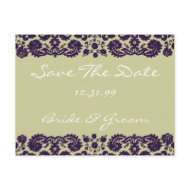 Damask Purple Wedding postcard