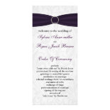 damask purple Wedding program Rack Card